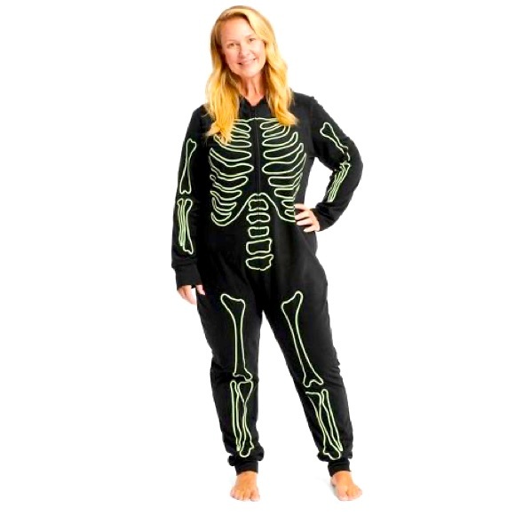 Women’s Glow in the Dark Skeleton Halloween Matching One Piece Suit 🩻 - Picture 1 of 10